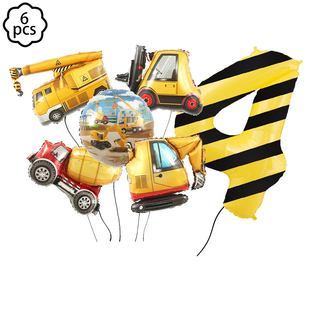 construction Party Banner Hanging swirls decor construction truck Excavator themed Banner boy construction Birthday decor Banner