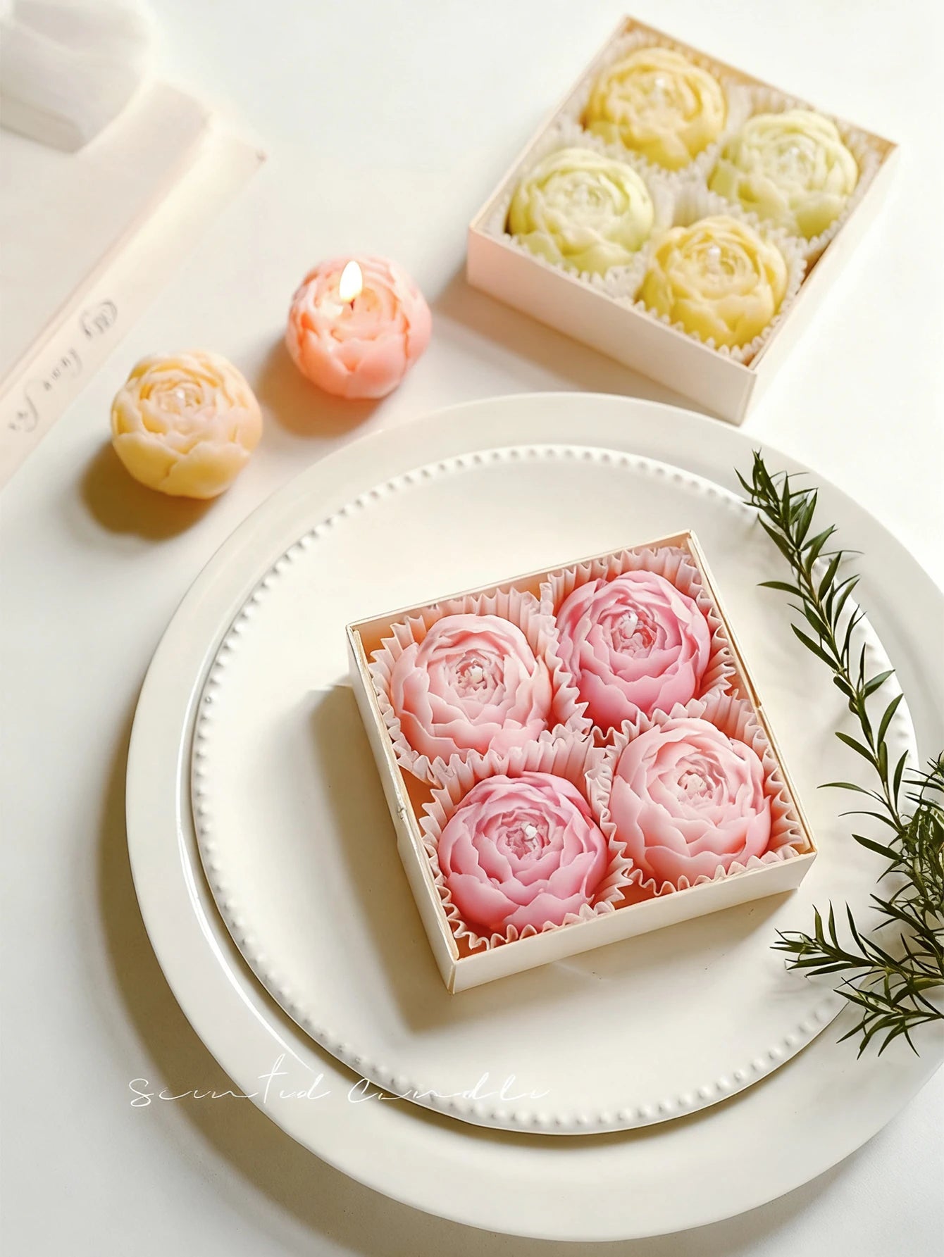 4-Pack Rose Scented Candle Gift Set ,Handmade, Elegant Room Decor, Gifts for women(Birthday/Valentine's Day/Wedding/Anniversary)