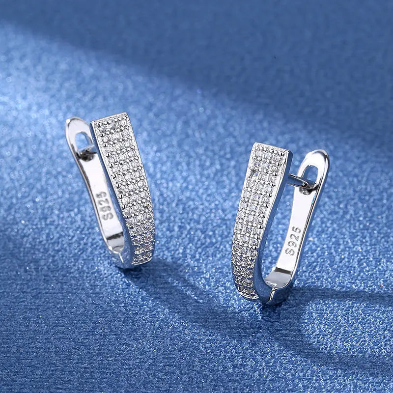 925 Sterling Silver Earrings Jewelry High Quality Retro Simple Pattern Purple White Zircon Earrings Hot Sale
