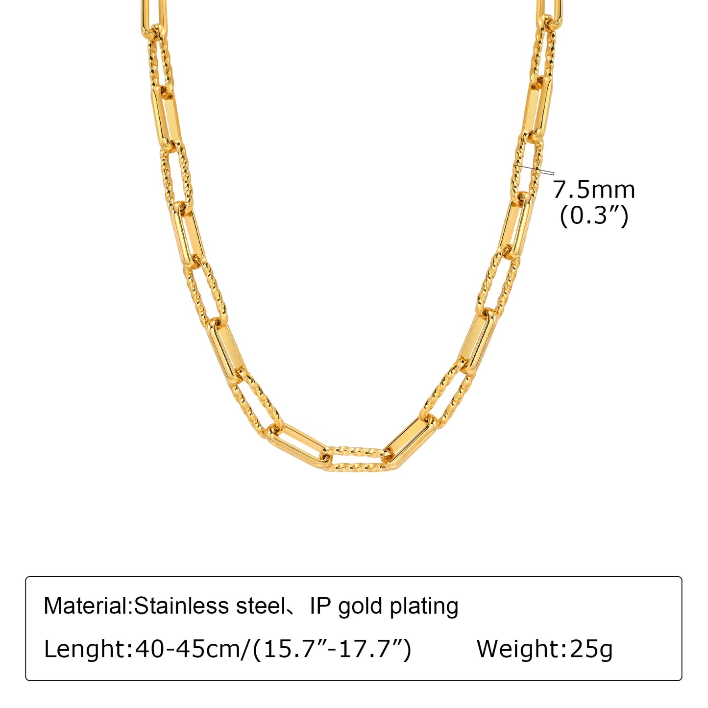 Chunky Gold Plated Link Necklace For Women, Stainless Steel Oval Thick Chain Choker Minimalist Jewelry