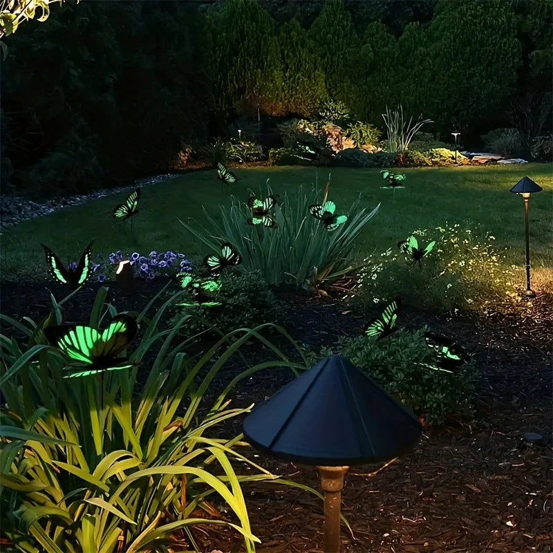 ，24pcs Glow In The Dark Luminous Butterfly Stakes - Perfect For Outdoor Garden Lawn Decoration!