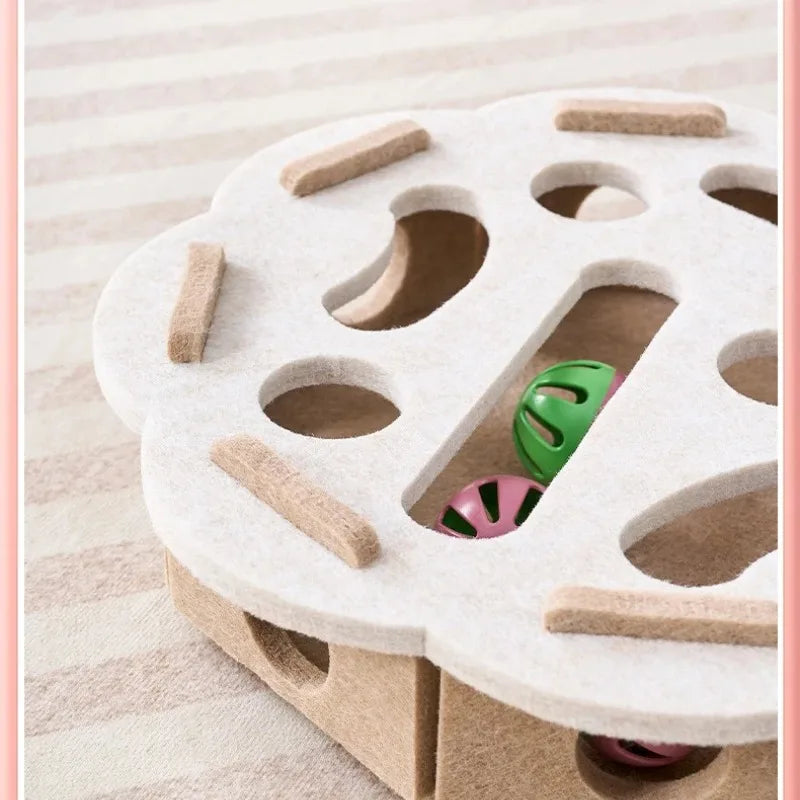 New Cat Puzzle Toy Felt Tunnel Box Cat Playing Toy With Ball Indoor Sports Entertainment Hunting Indoor Kitten Toys Cat Supplies