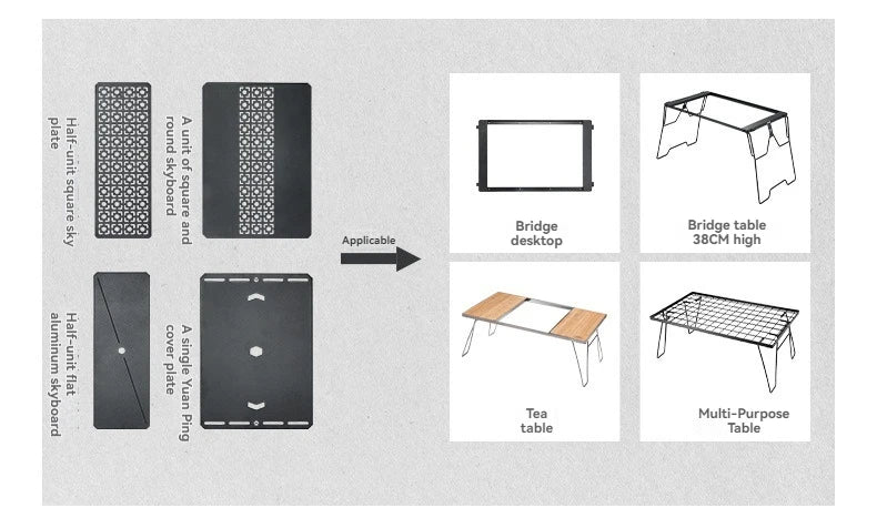 CAMPINGMOON CK-25BK-1PIGT Combination Table Suitable For Snow Peak Stove Cover Outdoor Camping Table Accessories