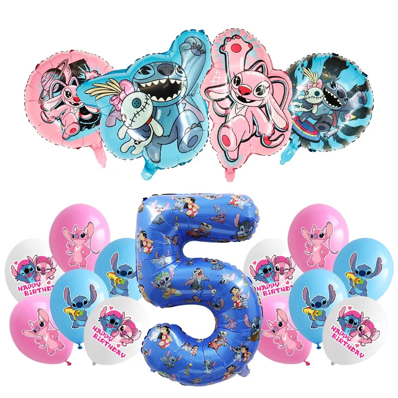New Stitch Birthday Party Decoration Foil Latex Balloon With Pattern For Kids Event Supplies Disposable Tableware Plate Backdrop