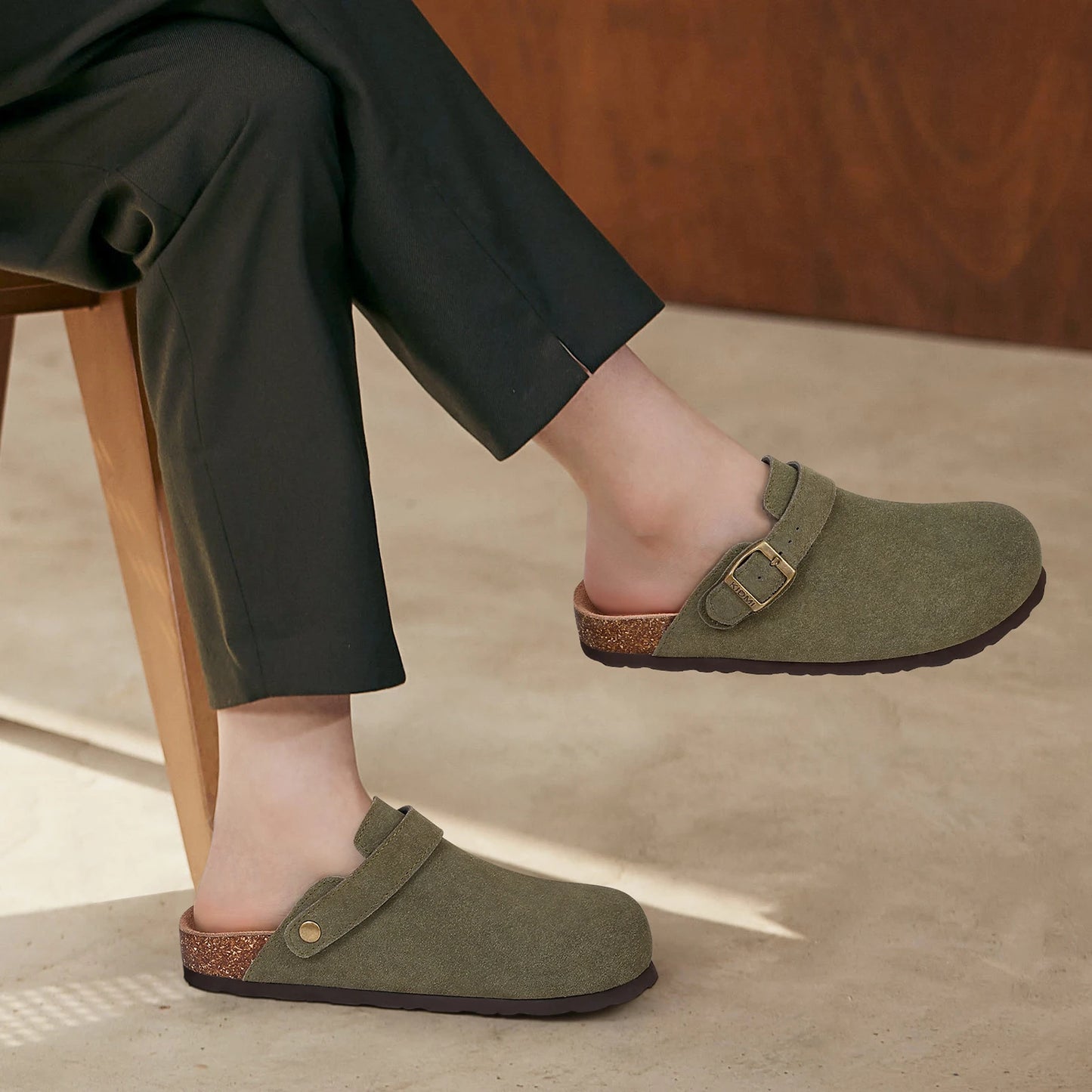 Smile New Cow Suede Women's Potato Shoes With Adjustable Strap Cork Insole Mules Outdoor Unisex Clogs Slippers With Arch Support
