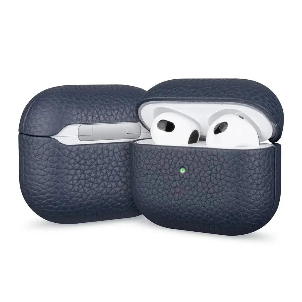 High End Business Bluetooth Earphone Case For Apple AirPods Air 2 3 4 Pro 2 3 Retro Genuine Leather Litchi Texture Protect Cover