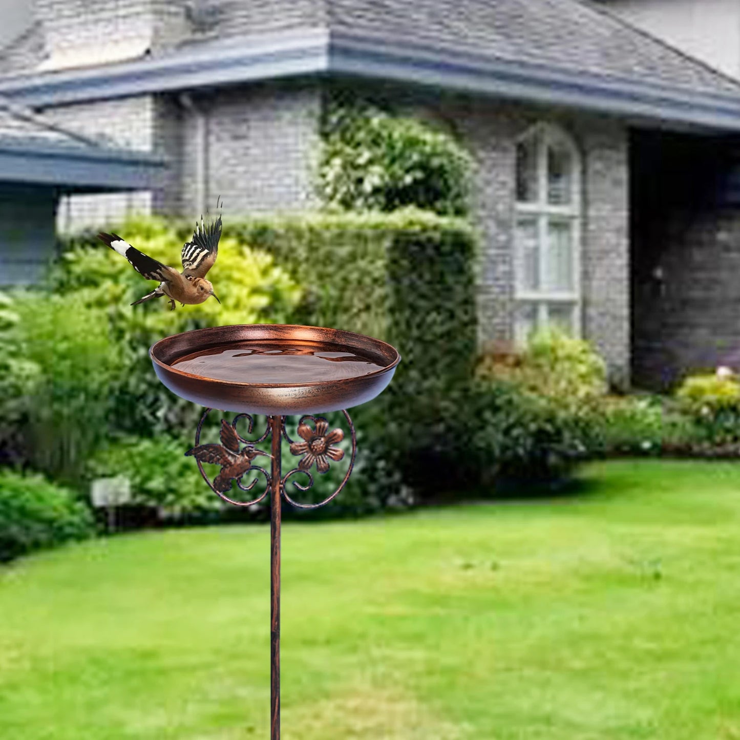 1PC Garden Metal Bird Bath/Feeder, Detachable Cast Iron Decorative Bird Feeder, Suitable for Garden, Patio, and Lawn Decorat