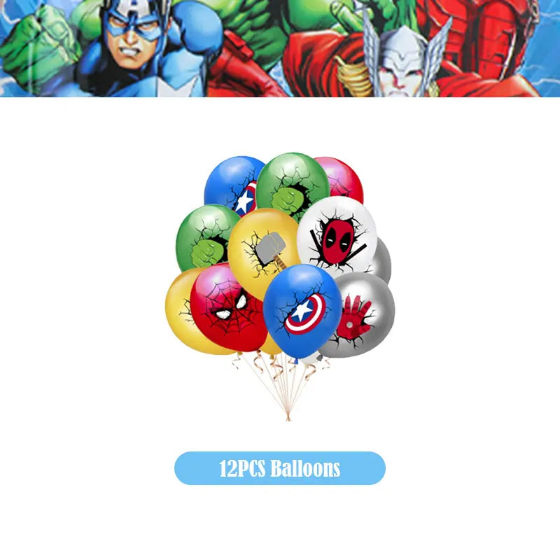 Happy Marvel Theme Avengers Birthday Decoration Set Cups Plates Tablecloth Masks Superhero Balloons Party Supplies Favors Gifts