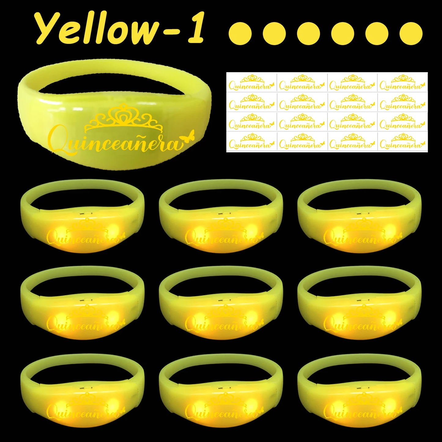 30-200Pcs Quinceanera Music & Sound Activated LED Bracelet Glow Recuerdos Para 15 Años XV Quinceañeras decorations Party Favors