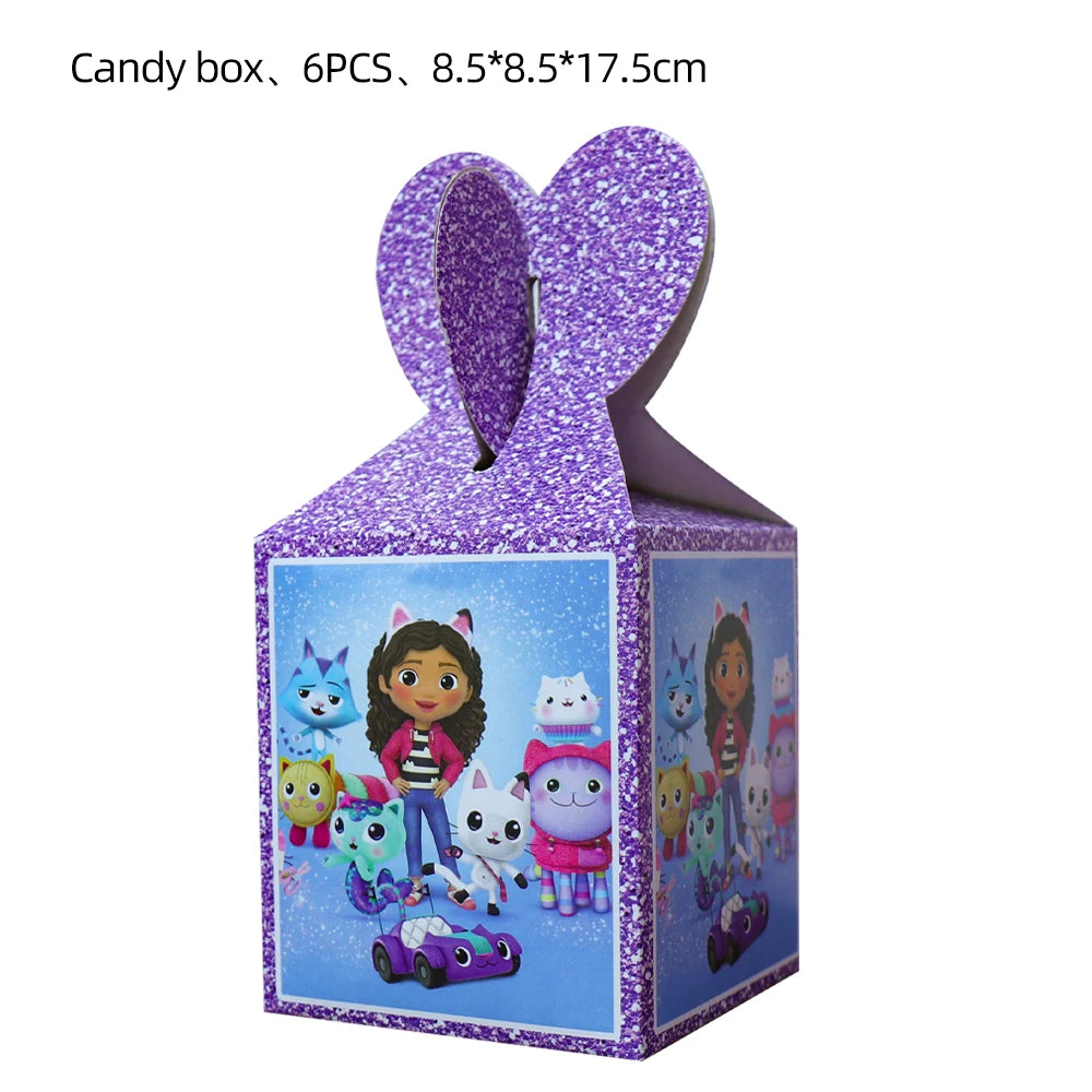 Disney Gabby Dollhouse Birthday Party Decoration Balloon Napkins Children's Disposable Tableware Theme Party Supplies Kids Gifts