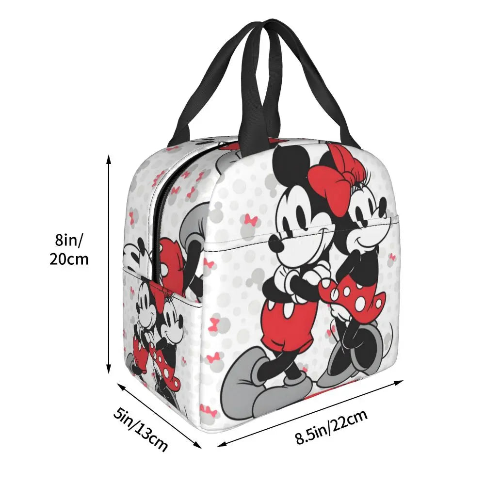 Custom Mickey Pink Minnie Mouse Lunch Bag Women Creative Design Cooler Warm Insulated Lunch Box for Kids School