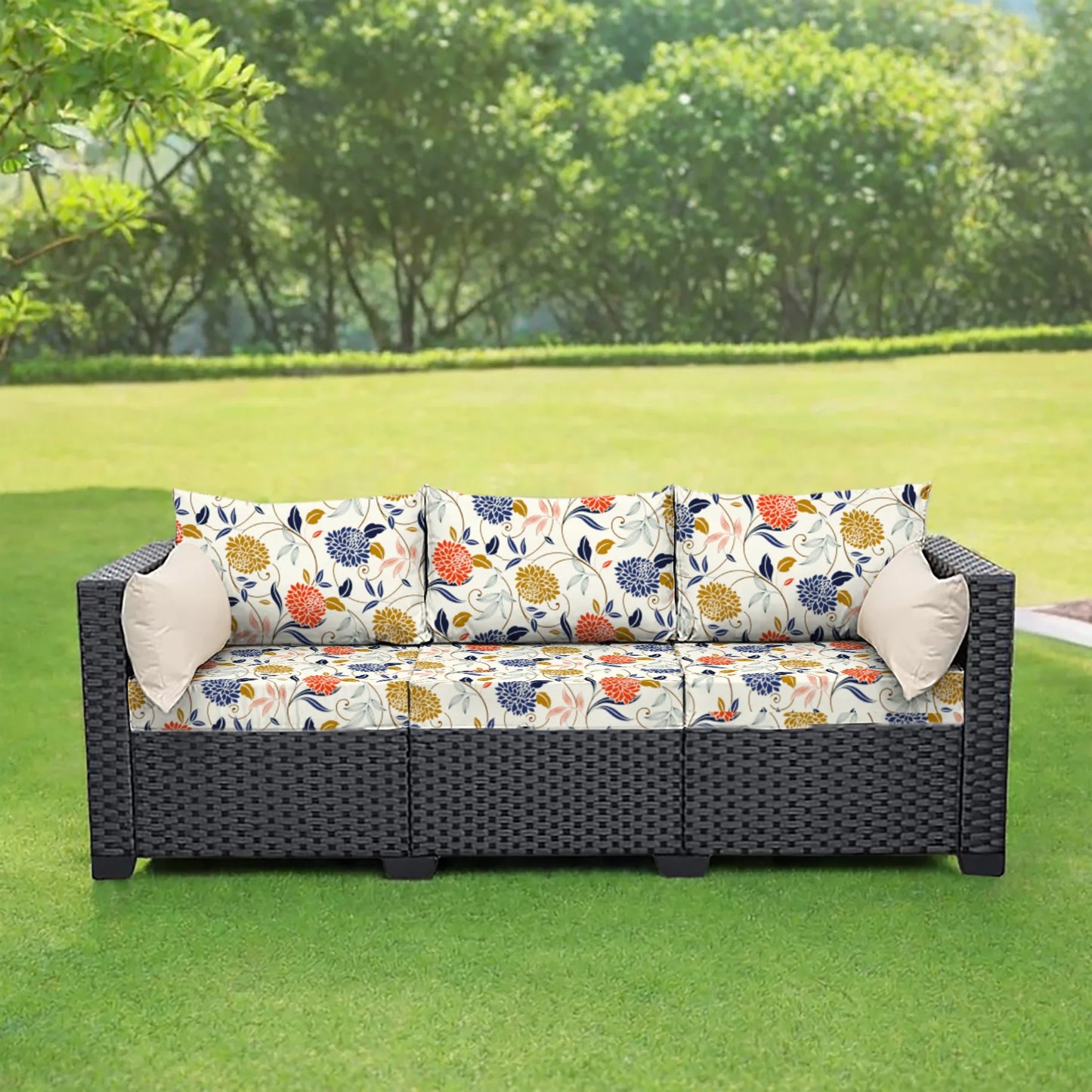Printed Sofa Cushion Cover Outdoor Garden Villa Patio Sun Protection Weather Resistant Leisure Seat Cover Courtyard Furniture