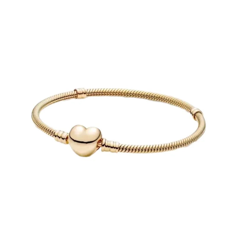 Original hot selling 925% sterling silver fashionable round heart snake bone bracelet for women DIY luxury jewelry gift making