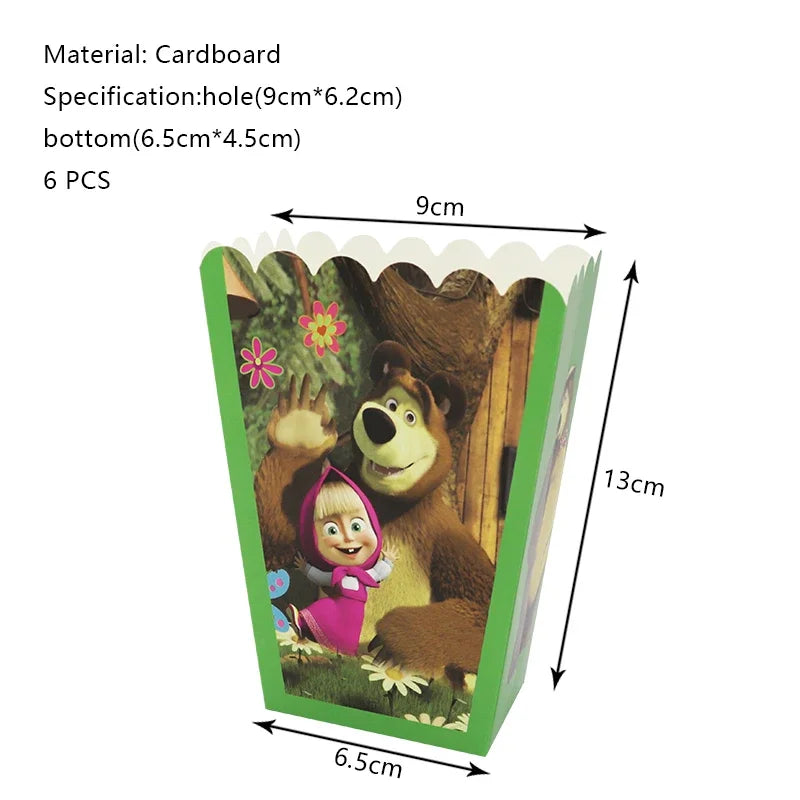 Mashas and Bear Birthday Party Decoration Cartoon Theme Balloons Kids Event Supplies Disposable Tableware Backdrop