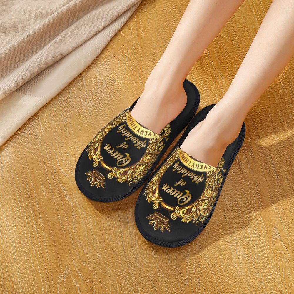 Custom Vintage Baroque Prints Greek Ornament Golden Meander Meandros Soft Scuff Memory Foam Slippers Women Hotel House Shoes