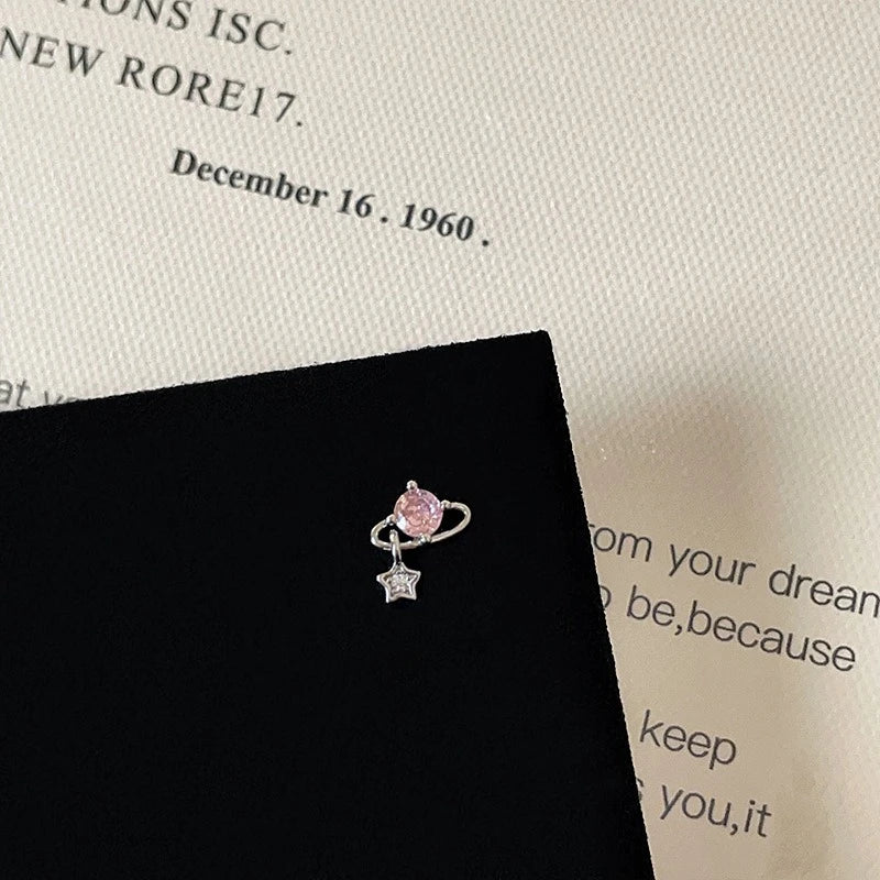 1 PCS Korean Style Cute Pink Zircon Crystal Ear Bone Nail 316L Stainless Steel Kpop Earrings for Women Cartilage Jewelry Gift