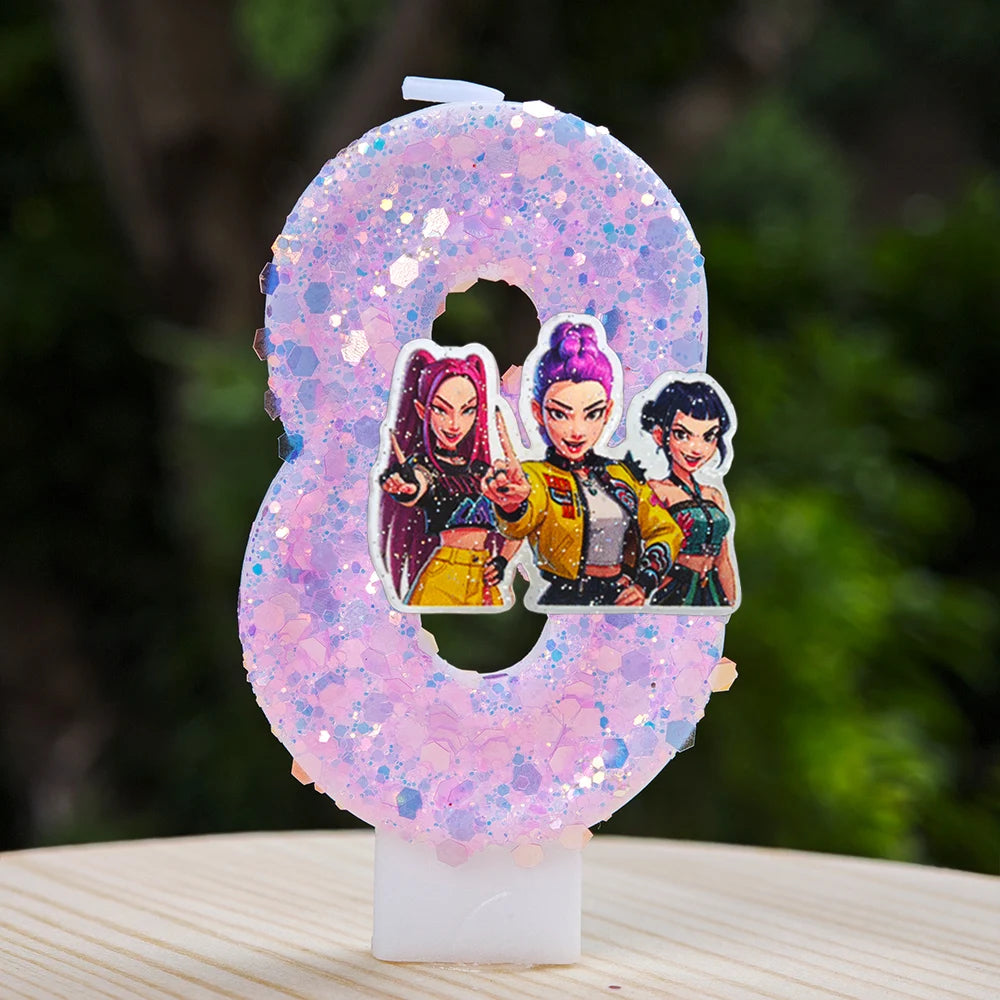 Kpop Demon Hunters Candle Number 0-9 Soccer Candle Cake Decoration Birthday Party for Kids Baby Shower Decor Gift