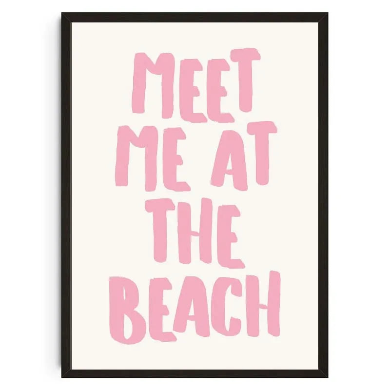 Seashells Meet Me At The Beach Poster Summer Sea Bikini Coastal Quotes Canvas Painting Trendy Wall Art Room Home Decor