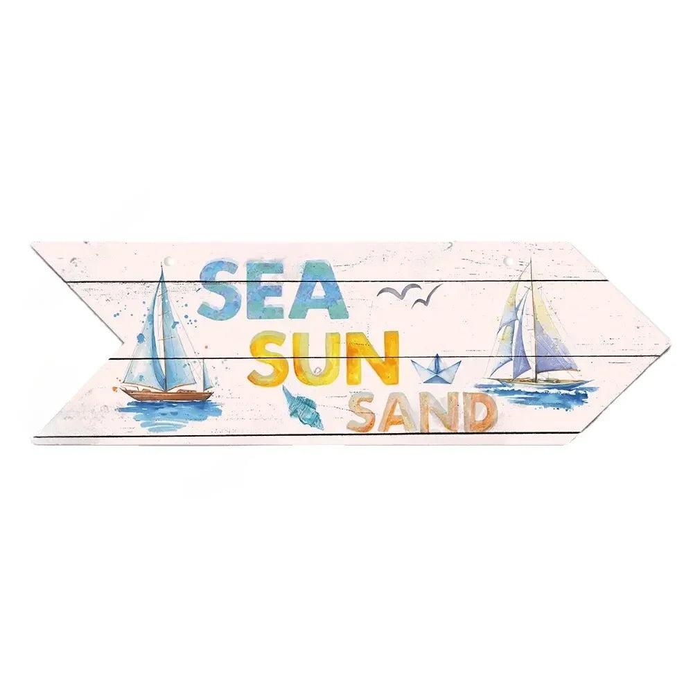 Beach Arrow Wooden Sign Beach Seaside Road Guide Wall Decoration Indicator Hanging Beach House  Wall Plaque Decor