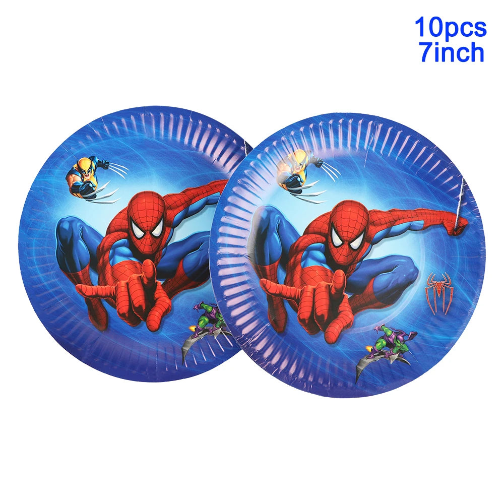 Spider Man Birthday Party Decor Paper Cups Plates Tablecloth For Kids Boy Spiderman Baby Shower Party Decorations Party Supplies