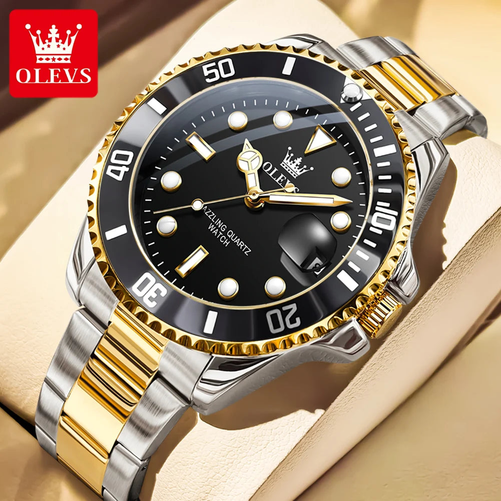 OLEVS 5885 Diving Series Men Watch Luxury Automatic Date Original Watch Trendy Stainless Steel Waterproof Sports Quartz Watch