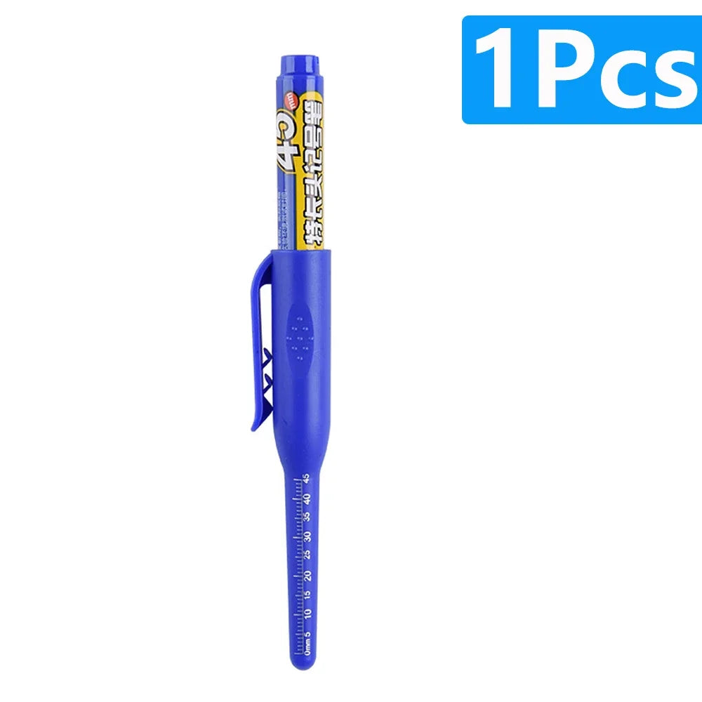 1-6Pcs 45mm Waterproof Long Head Nib Deep Hole Markers Pen Tile Carpenter Pen Multi-purpose for Woodworking Black/Blue/Red Ink