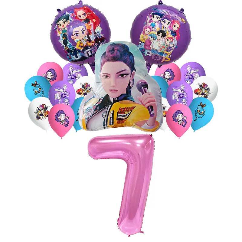 New Anime Kpop Demon Hunters Birthday Party Decorations Set Kpop Theme Cup Plate Gift Bags Balloons Banner Supplies Girls Favors