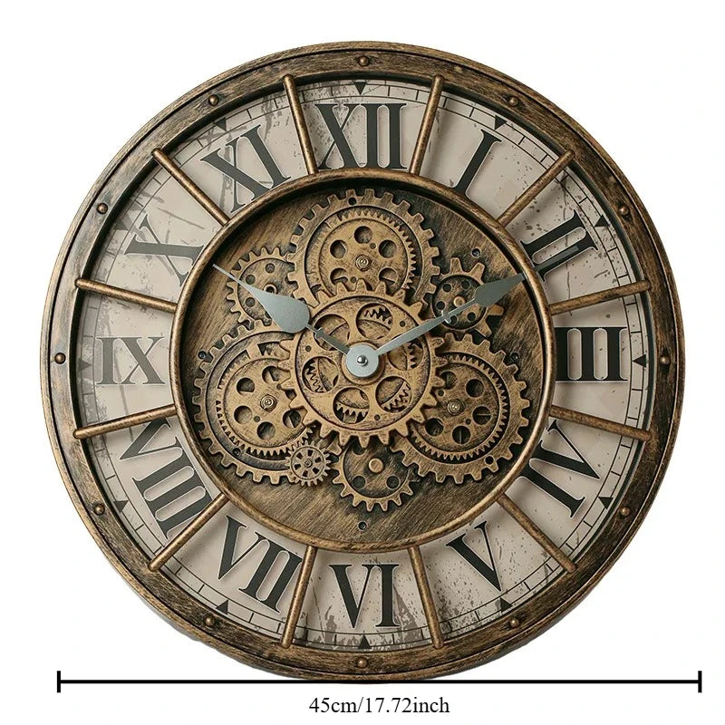 46cm Tianji Star Retro Rotating Gear Wall Clock Home Decorative Wall Clock Stylish Silent Scanning Movement Quartz Wall Clocks