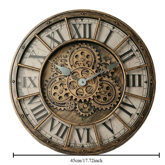 46cm Tianji Star Retro Rotating Gear Wall Clock Home Decorative Wall Clock Stylish Silent Scanning Movement Quartz Wall Clocks