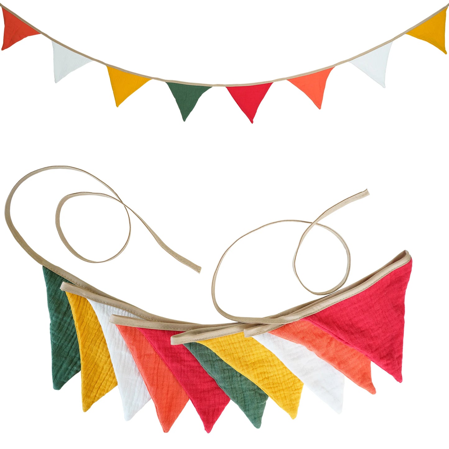 2.6M Nursery Fabric Bunting 10 Triangle Pennant Flags Party Decor Banner Home Baby Shower Carnival Garland