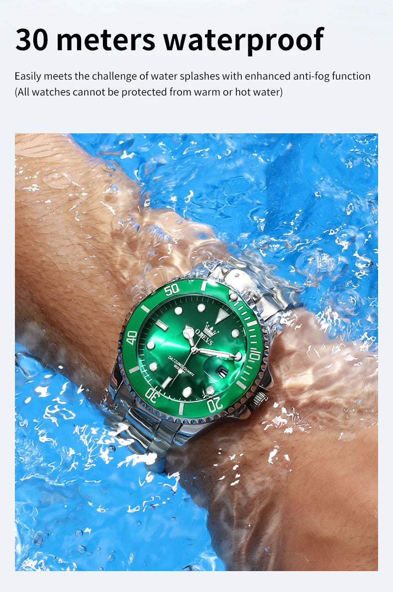OLEVS 5885 Diving Series Men Watch Luxury Automatic Date Original Watch Trendy Stainless Steel Waterproof Sports Quartz Watch