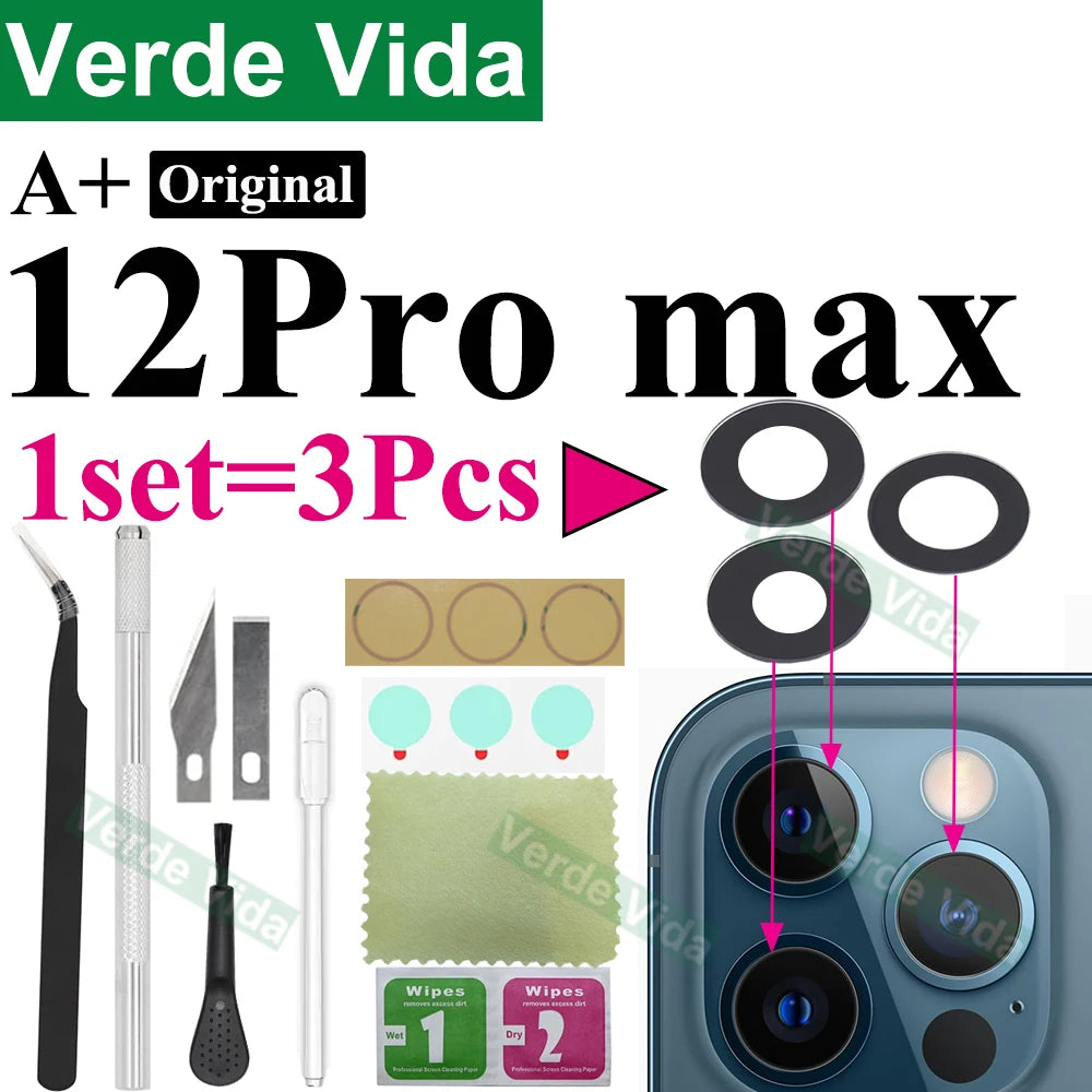 Original Back Camera Glass Replacement for iPhone 16 15 14 Pro Max 12 13 Mini 15 Plus Broken Camera Lens Repair Kits