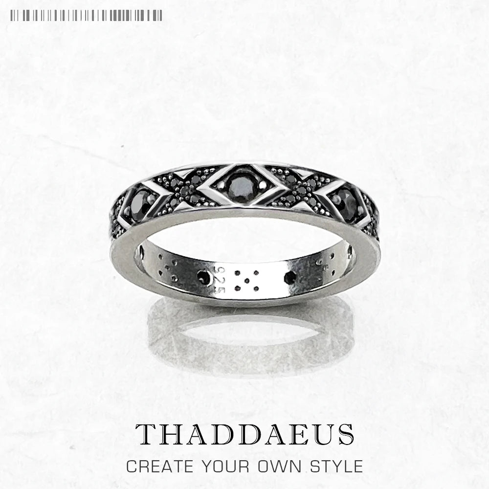 Ring Black Asian Ornament Europe Style Ethnic Fine Jewelry For Women Men Summer Brand New Pure 925 Sterling Silver Gift