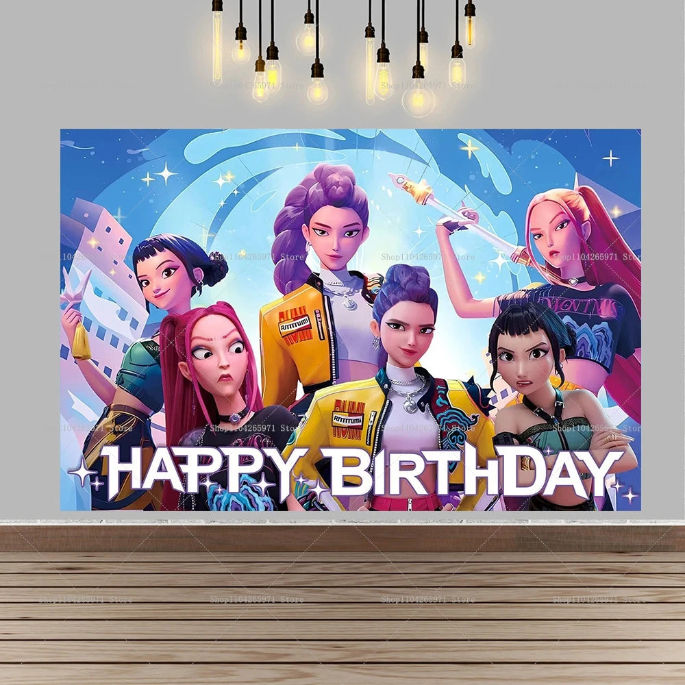 KPOP Witch Hunters Coven Girl Group Backdrop Magic Fantasy Party Theme Girls Adult Birthday Decor Photo Background Supplies