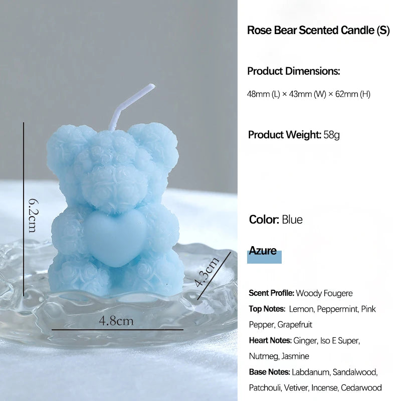 Rose Bear Scented Candles - Cute Decorations & Handmade Gifts for Women / Friends, Ideal for Wedding Souvenirs,  Valentine's Day
