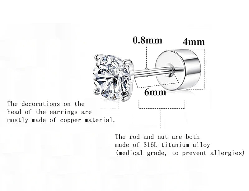1 PCS New Fashion Cute Pink Zircon Crystal Ear Bone Nail 316L Medical Titanium Steel Earrings for Women Y2K Punk Jewelry