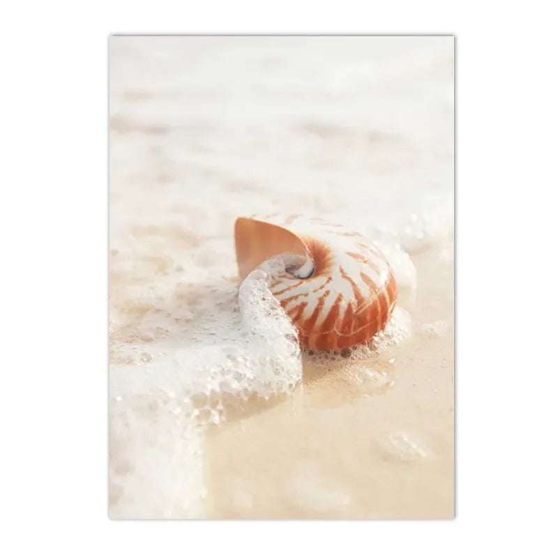 Boho Nordic Beige Beach Starfish Shells Reeds Bike Wall Art Canvas Painting Posters And Prints Pictures Living Room Home Decor