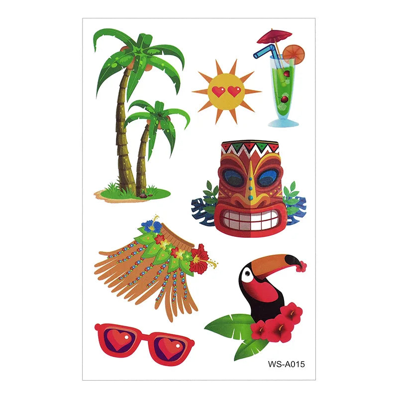 Hawaiian Party Aloha Temporary Tattoo Sticker Waterproof