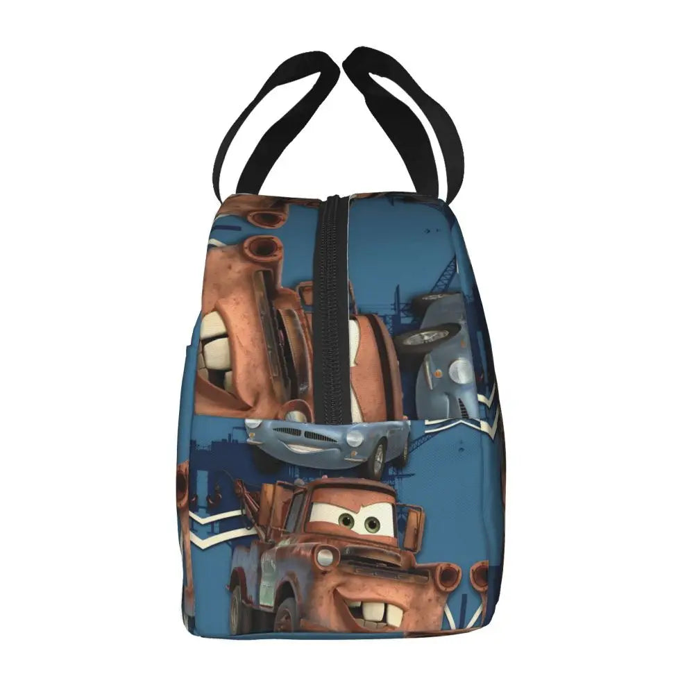Custom Car 95 Lightning Mcqueen Insulated Lunch Bag for Women Resuable Racing Car Thermal Cooler Bento Box Office Picnic Travel
