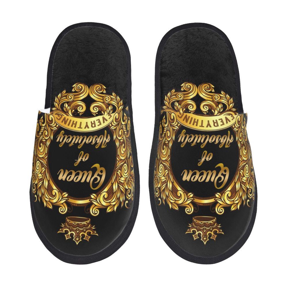 Custom Vintage Baroque Prints Greek Ornament Golden Meander Meandros Soft Scuff Memory Foam Slippers Women Hotel House Shoes