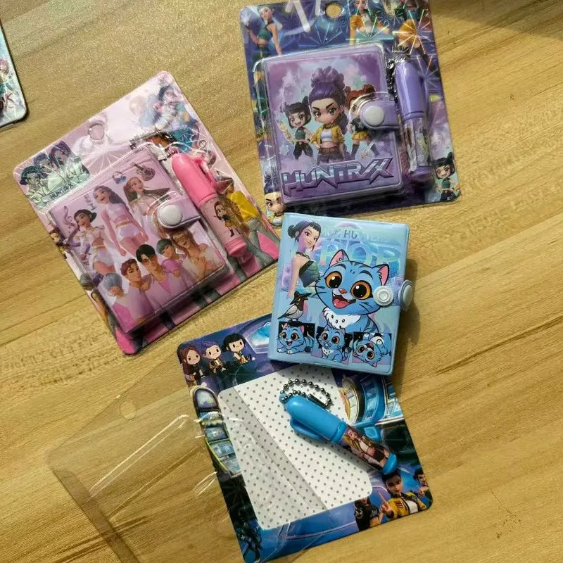 2\4pcs New K Pop Devil Hunter Notebook Cartoon Stationery Set Book Ballpoint Pen Small Set Student Gift Stationery Wholesale