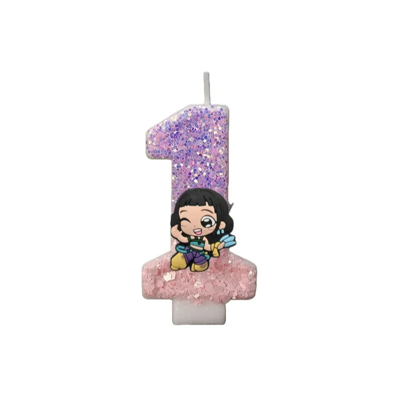 Cartoon Cute Girl Group Hunters Digital Candle Number 0-9 Kids Birthday Cake Decoration Supplies Party Accessories Supplies