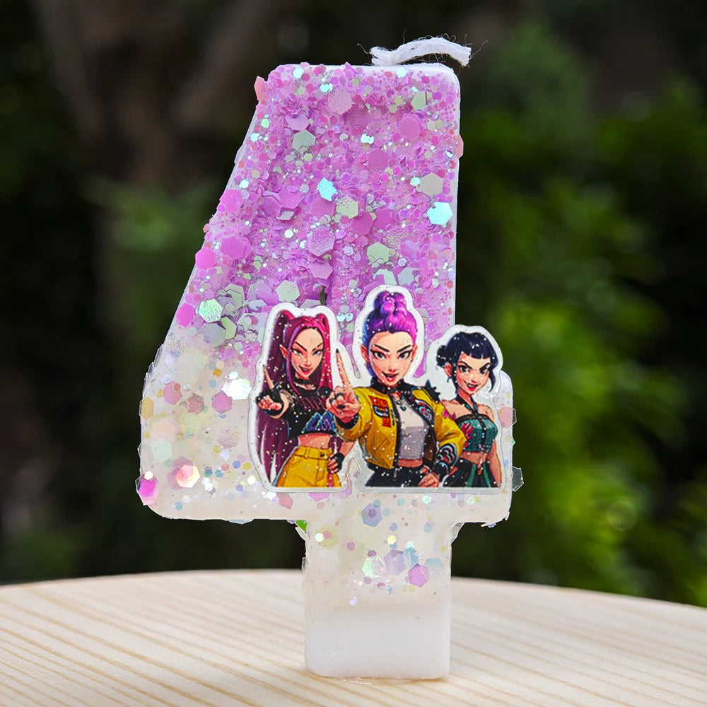 Kpop Demon Hunters Candle Number 0-9 Soccer Candle Cake Decoration Birthday Party for Kids Baby Shower Decor Gift