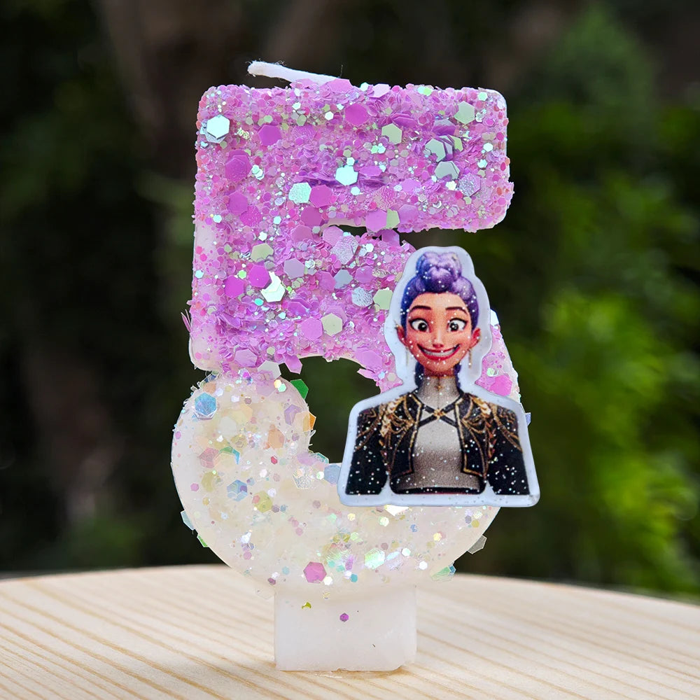 New Kpop Demon Hunters Theme Candle Number 0-9 Birthday Party Cake Decoration Cartoon Baby Shower Supplies Kids Gifts