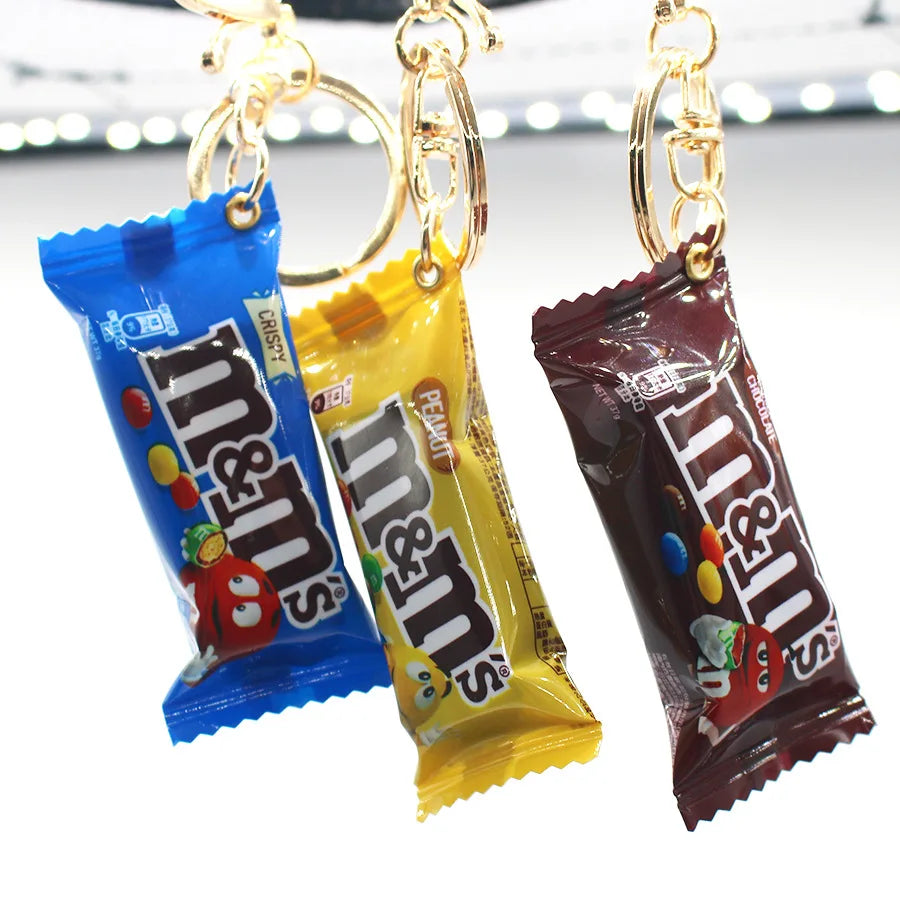 Simulation M Bean Chocolate Chocolate Key Chain Pendant Miniature M Bean Pendant Creative Food and Play Goods Gift Decoration
