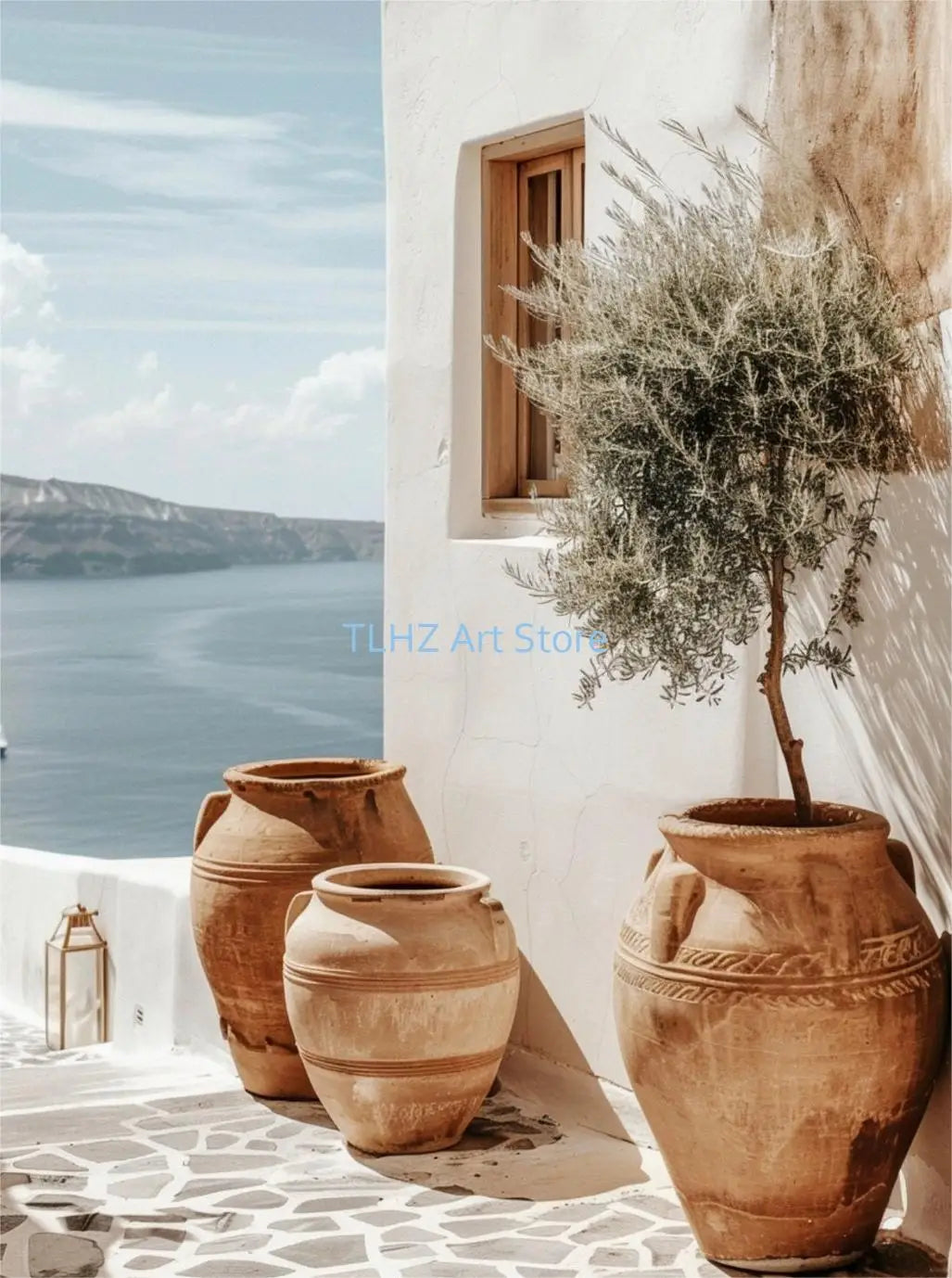 Modern Greece Summer Coast Santorini Travel Landscape Posters and Prints Canvas Printing Wall Art Picture for Living Room Decor
