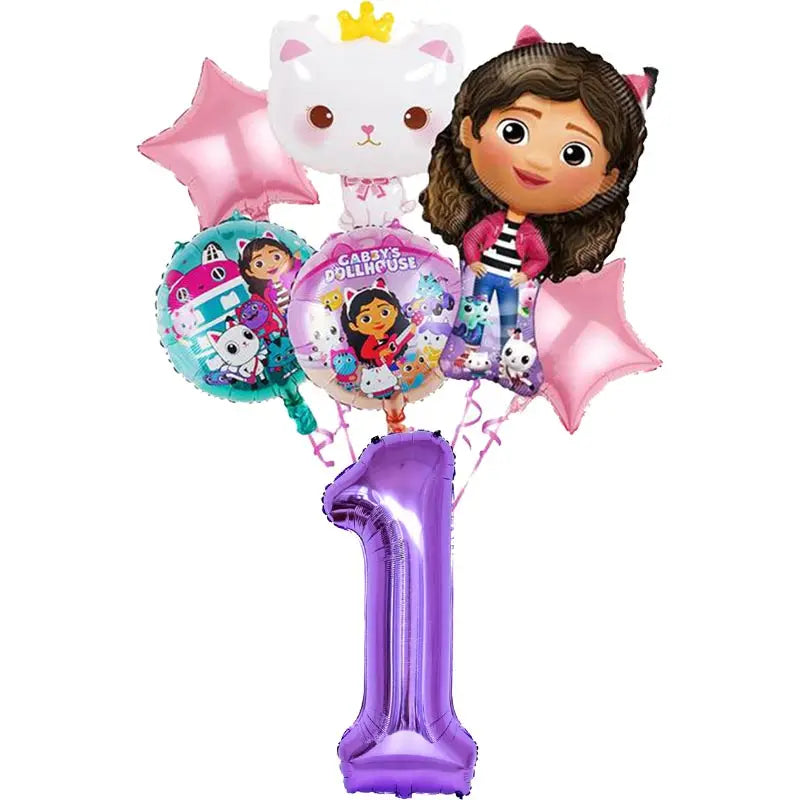 Disney Gabby Dollhouse Birthday Party Decoration Balloon Napkins Children's Disposable Tableware Theme Party Supplies Kids Gifts