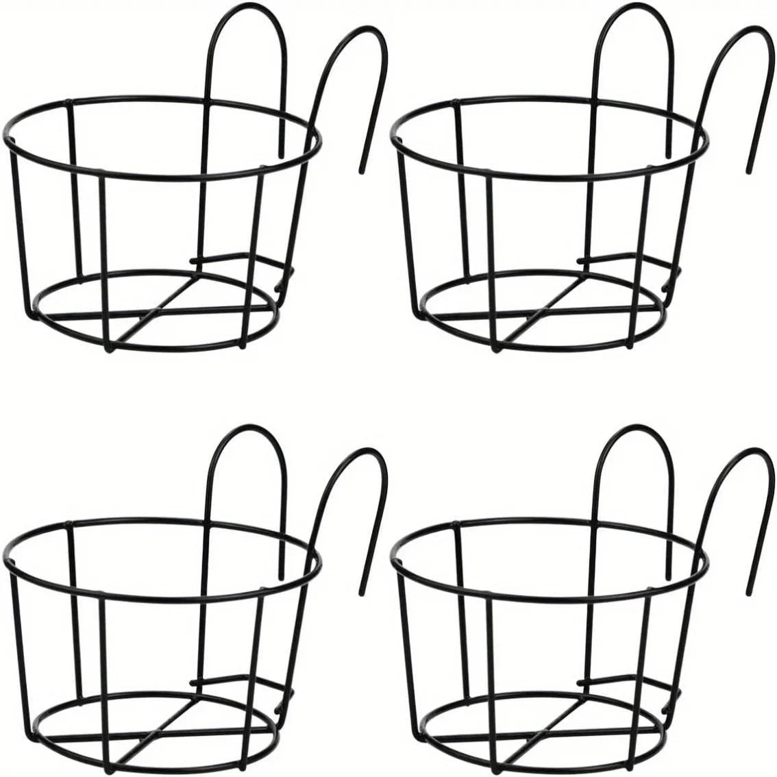 4pcs Stylish Round Metal Hanging Planters - Perfect for Balcony, Garden & Indoor Decor!