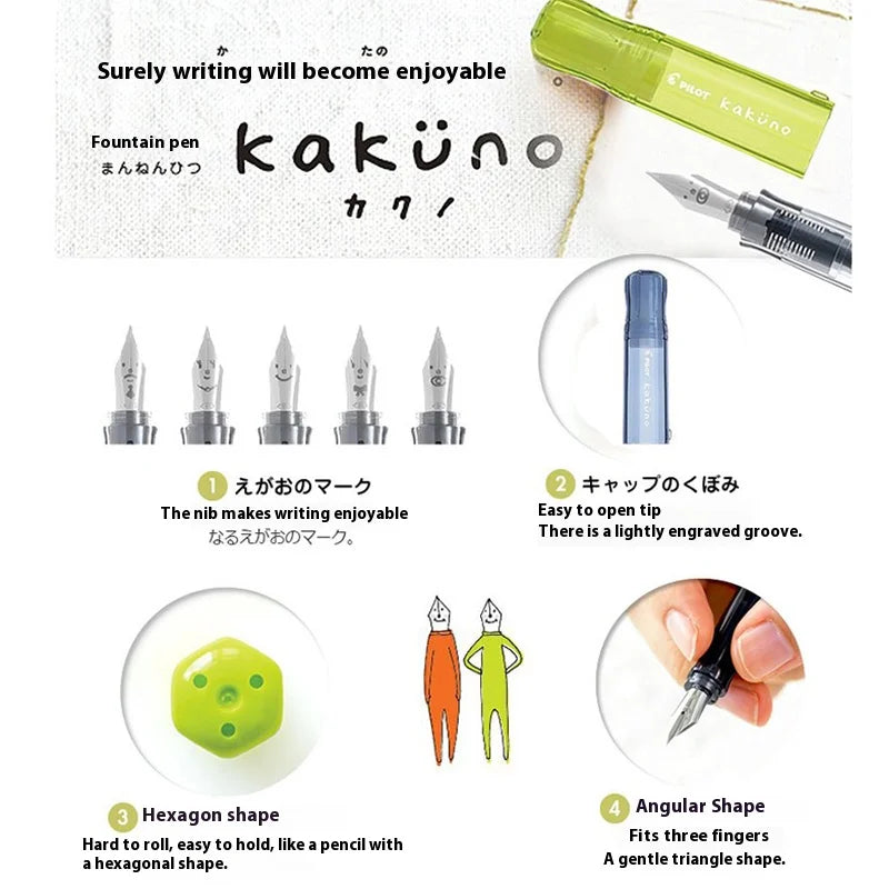PILOT kakuno Fountain Pen,Multi-Colors Dreamy/Smile Family Series 0.4~0.7mm Nib Writing Calligraphy Pen Perfect Gift For Student