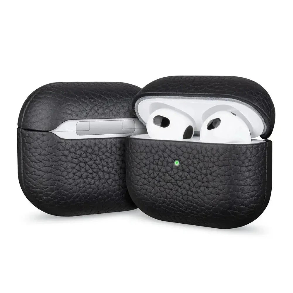 High End Business Bluetooth Earphone Case For Apple AirPods Air 2 3 4 Pro 2 3 Retro Genuine Leather Litchi Texture Protect Cover